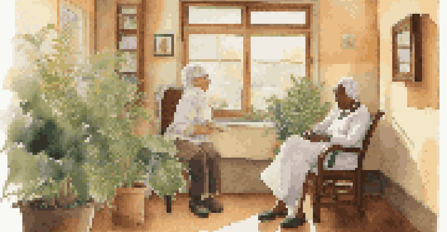 A healthcare provider and a patient from a different cultural background having a respectful conversation in a warmly decorated clinic room.