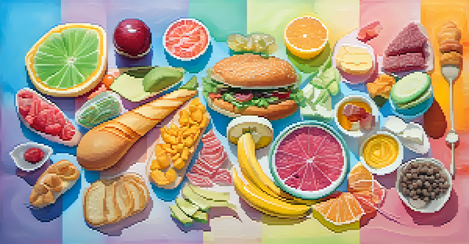 An abstract image depicting food items and taste buds, symbolizing the role of saliva in taste perception.