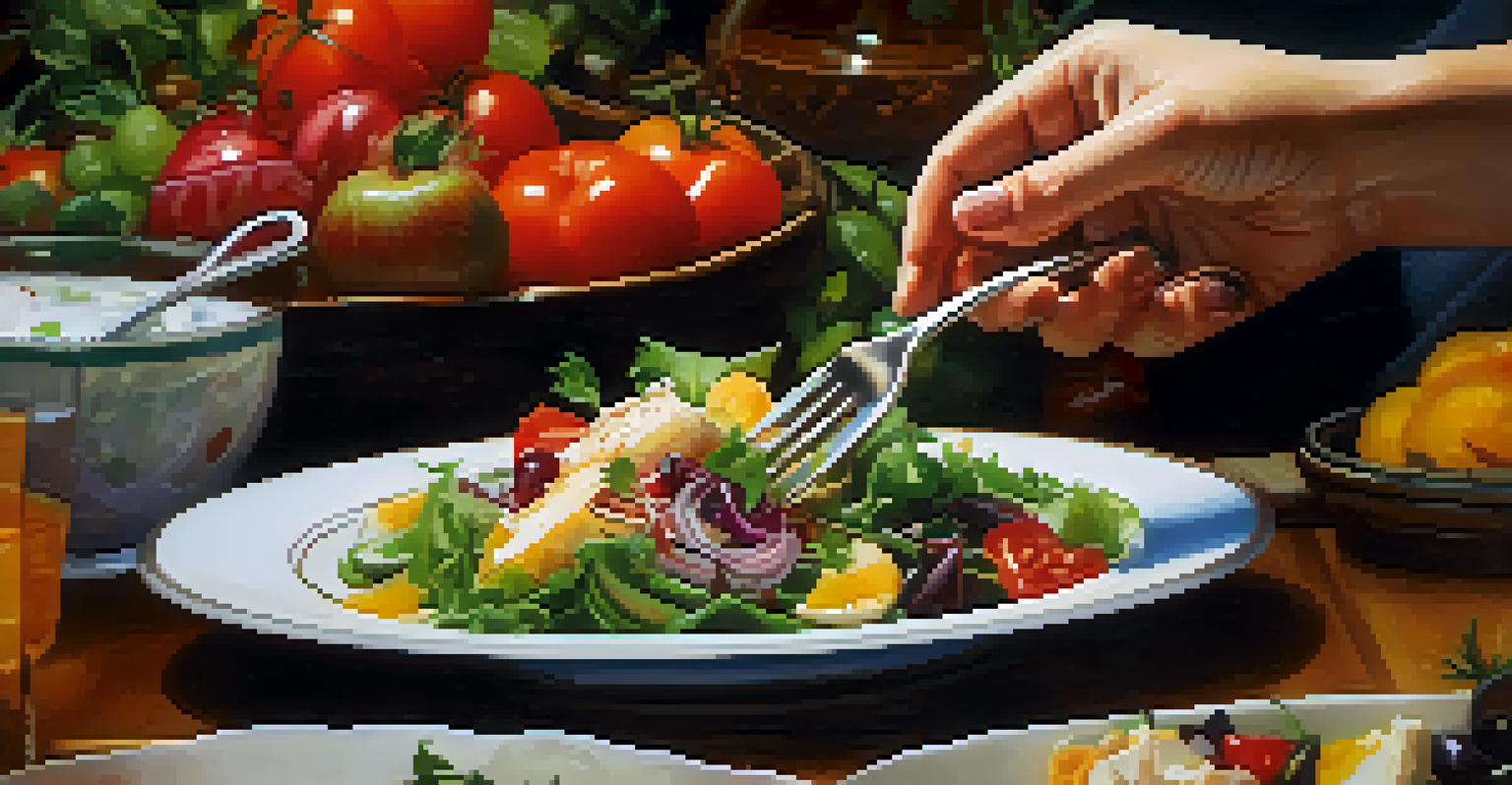 A close-up of a person enjoying a bite of food, showing expressions of mindfulness and appreciation.
