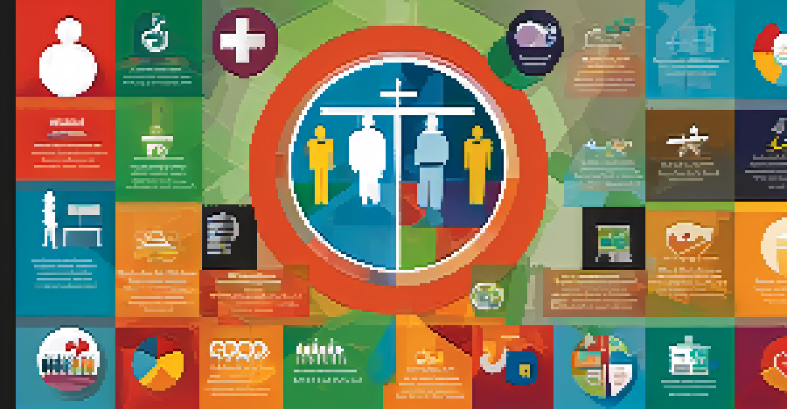 An infographic highlighting cultural competency in healthcare with icons of diverse cultural symbols and healthcare professionals against a colorful background.