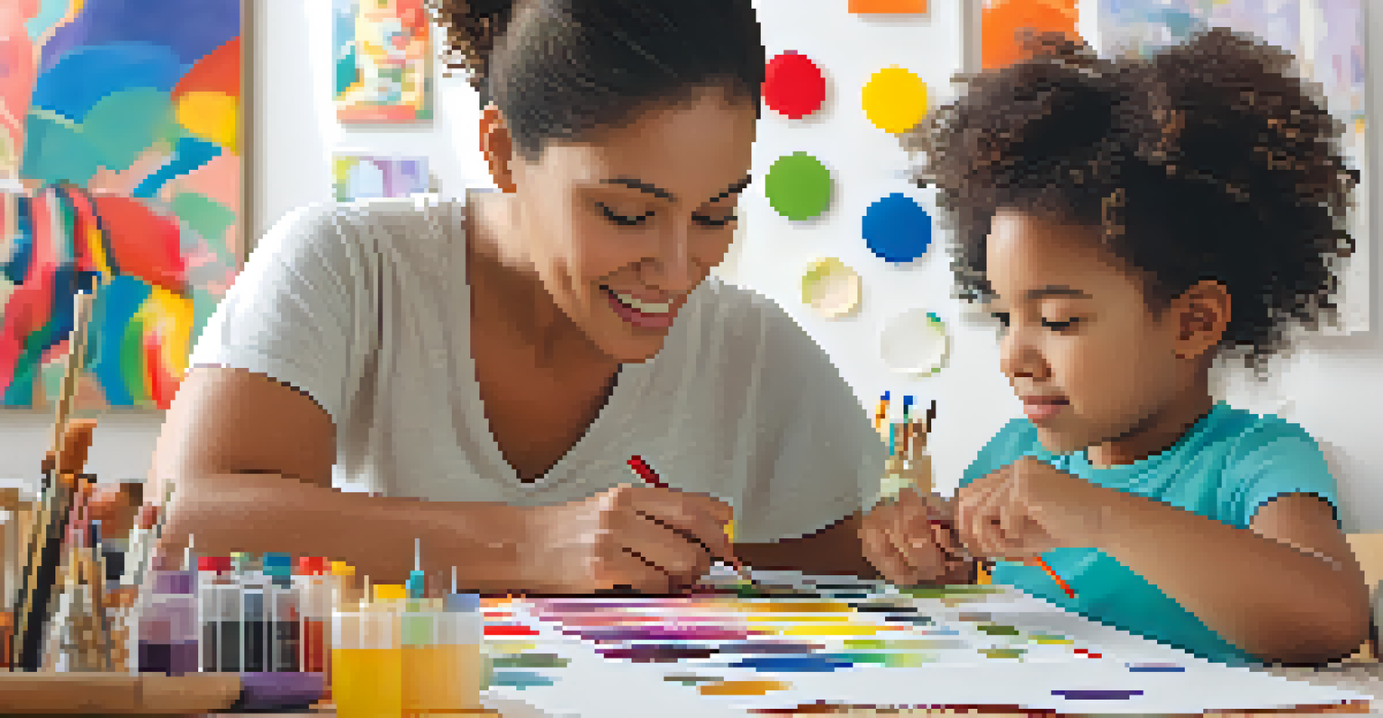 A parent and child working together on a creative project, showcasing joy and collaboration.