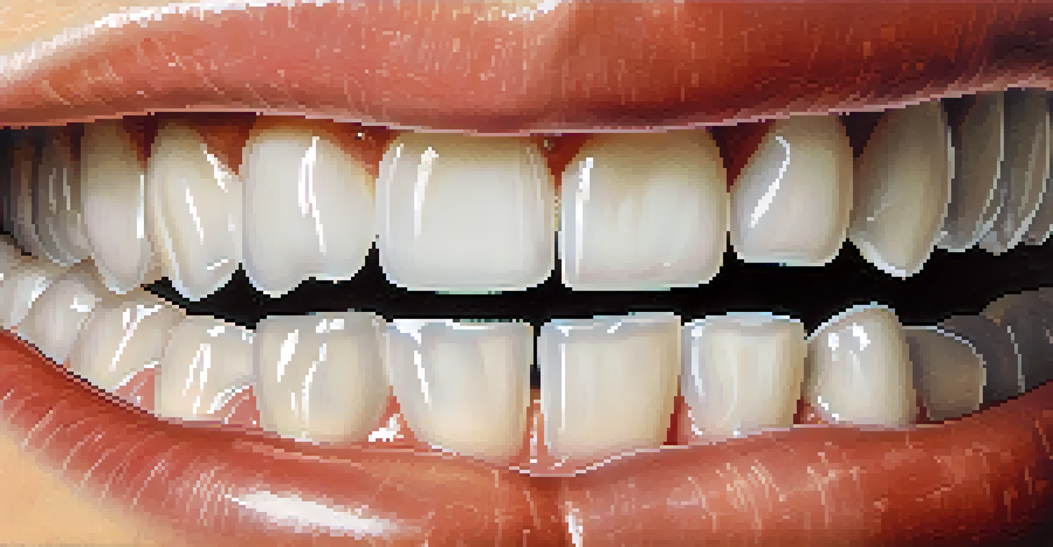 A close-up of a healthy mouth displaying bright white teeth and healthy gums.