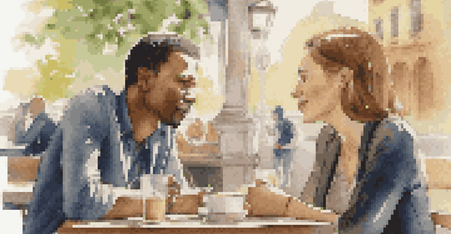 Two people talking at a café, one speaking passionately while the other listens intently, capturing the essence of active listening.