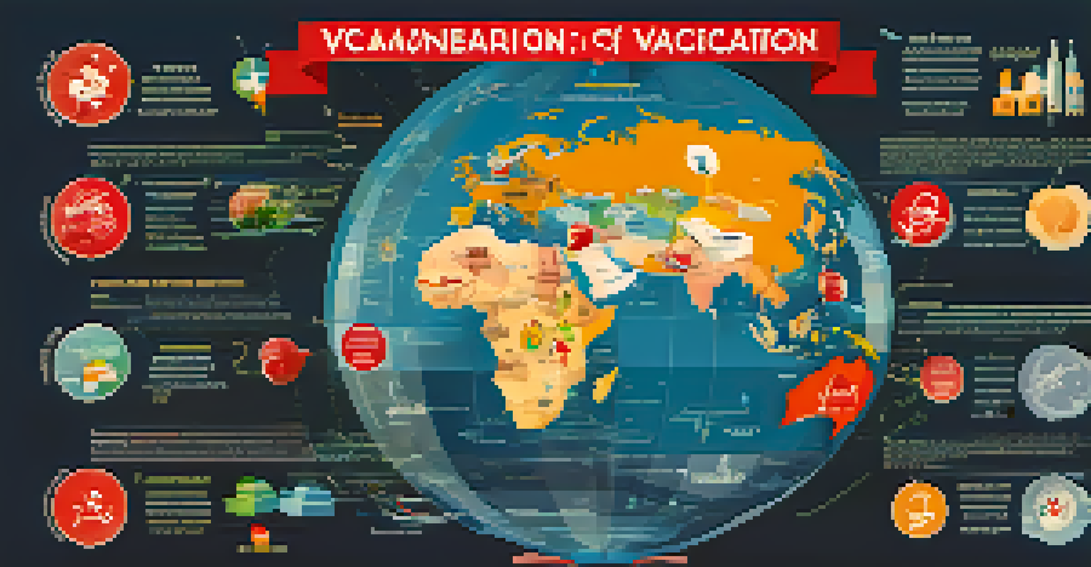 An infographic-style illustration displaying the benefits of vaccination with various icons and statistics.