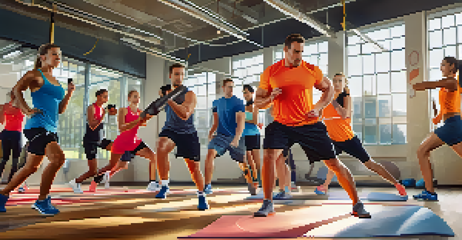 A group of athletes participating in an injury prevention training session led by a strength and conditioning coach.