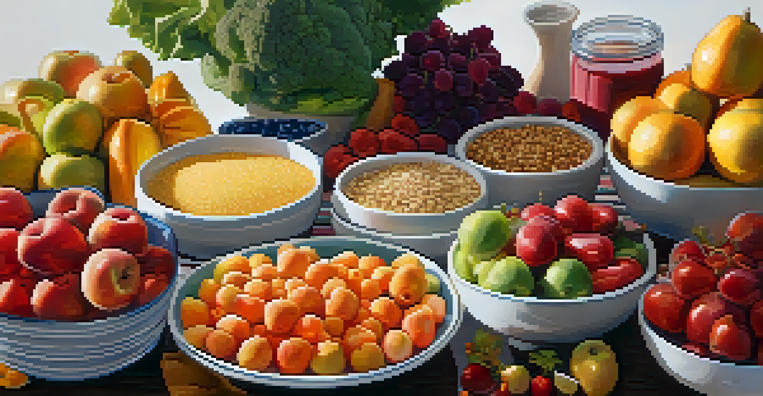 A table displaying a variety of nutritious foods with labels, highlighting the importance of healthy eating.