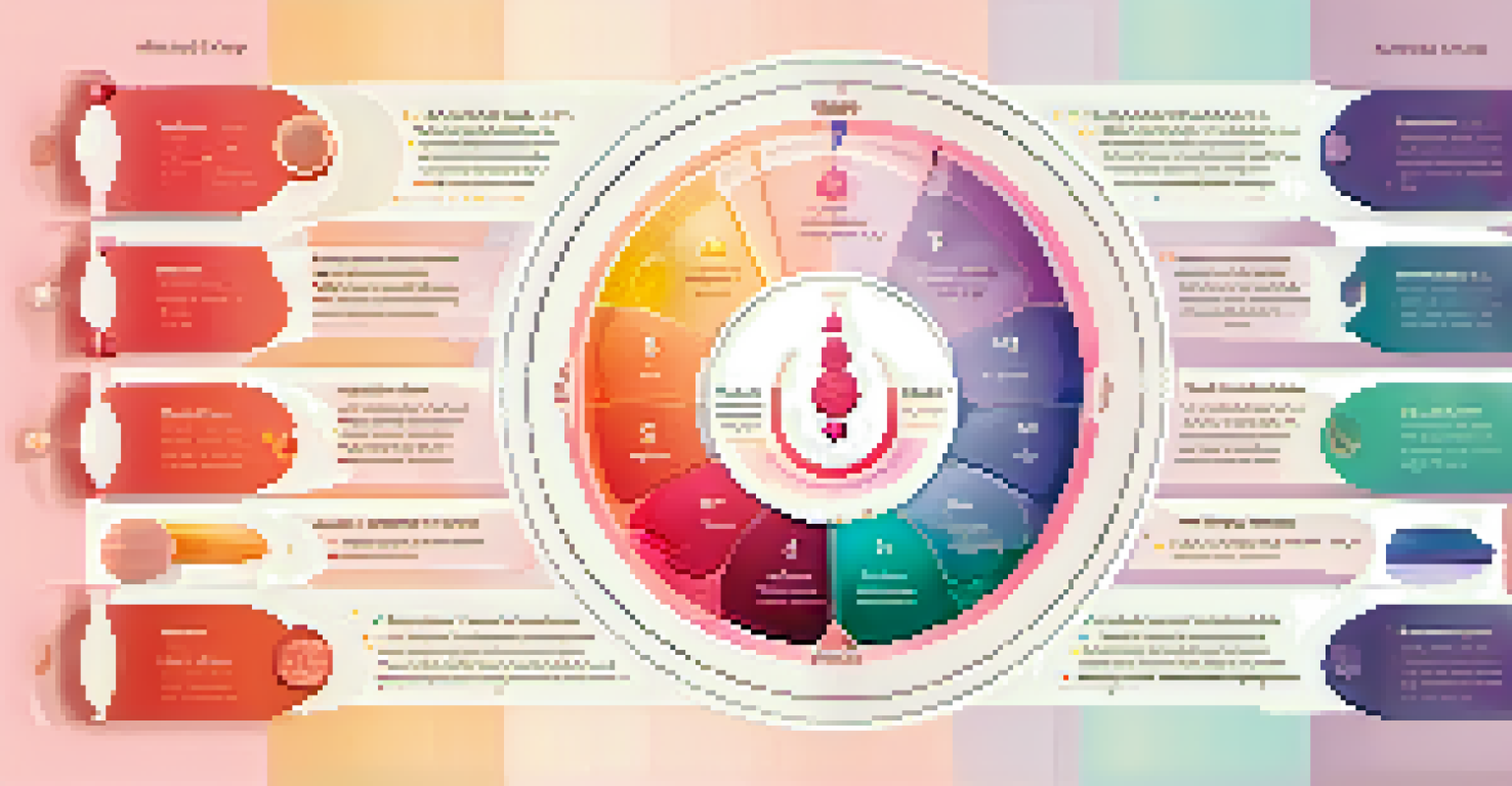 A colorful infographic illustrating the phases of the menstrual cycle with icons and vibrant colors.