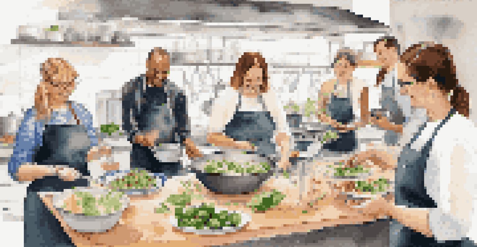A chef teaching a cooking class focused on healthy meals to eager participants.