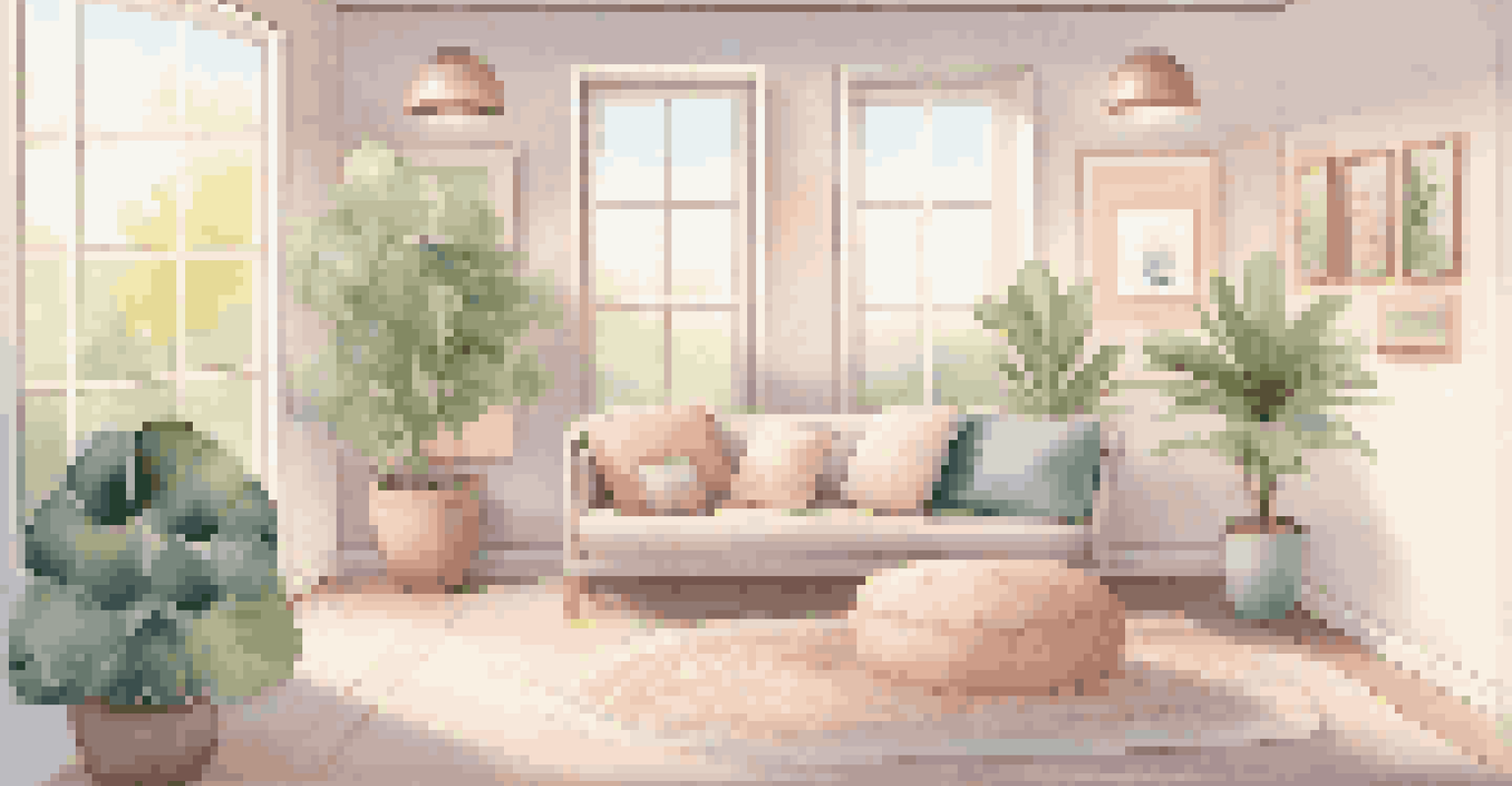 A tranquil home space dedicated to mindfulness activities with comfortable seating and calming decor.