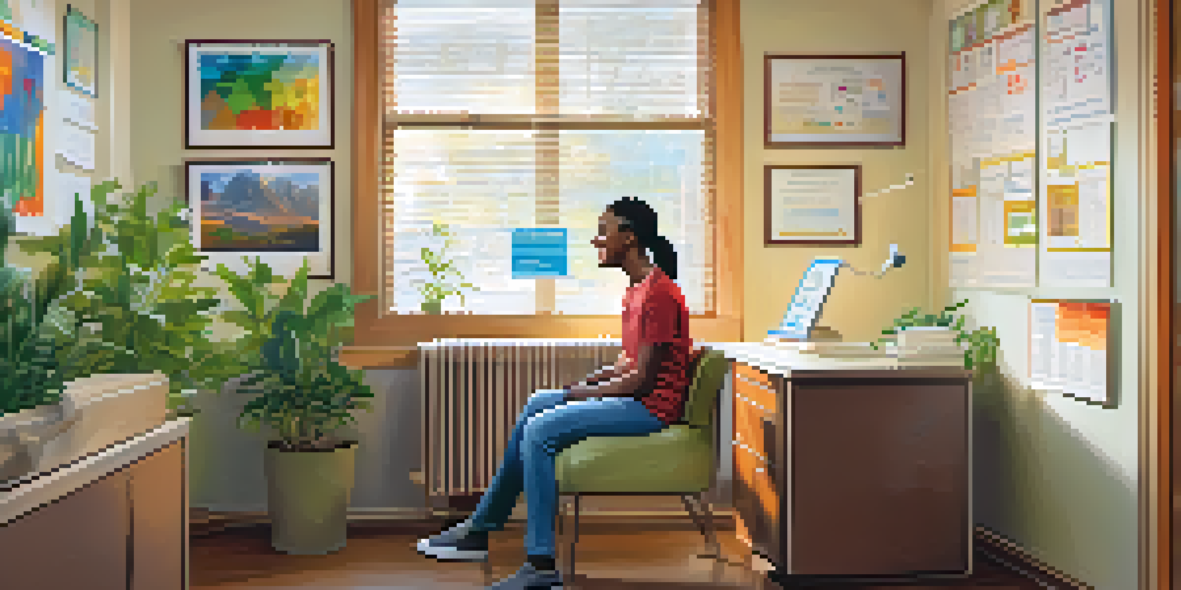 A young adult and a healthcare provider discussing health screening results in a bright doctor's office.