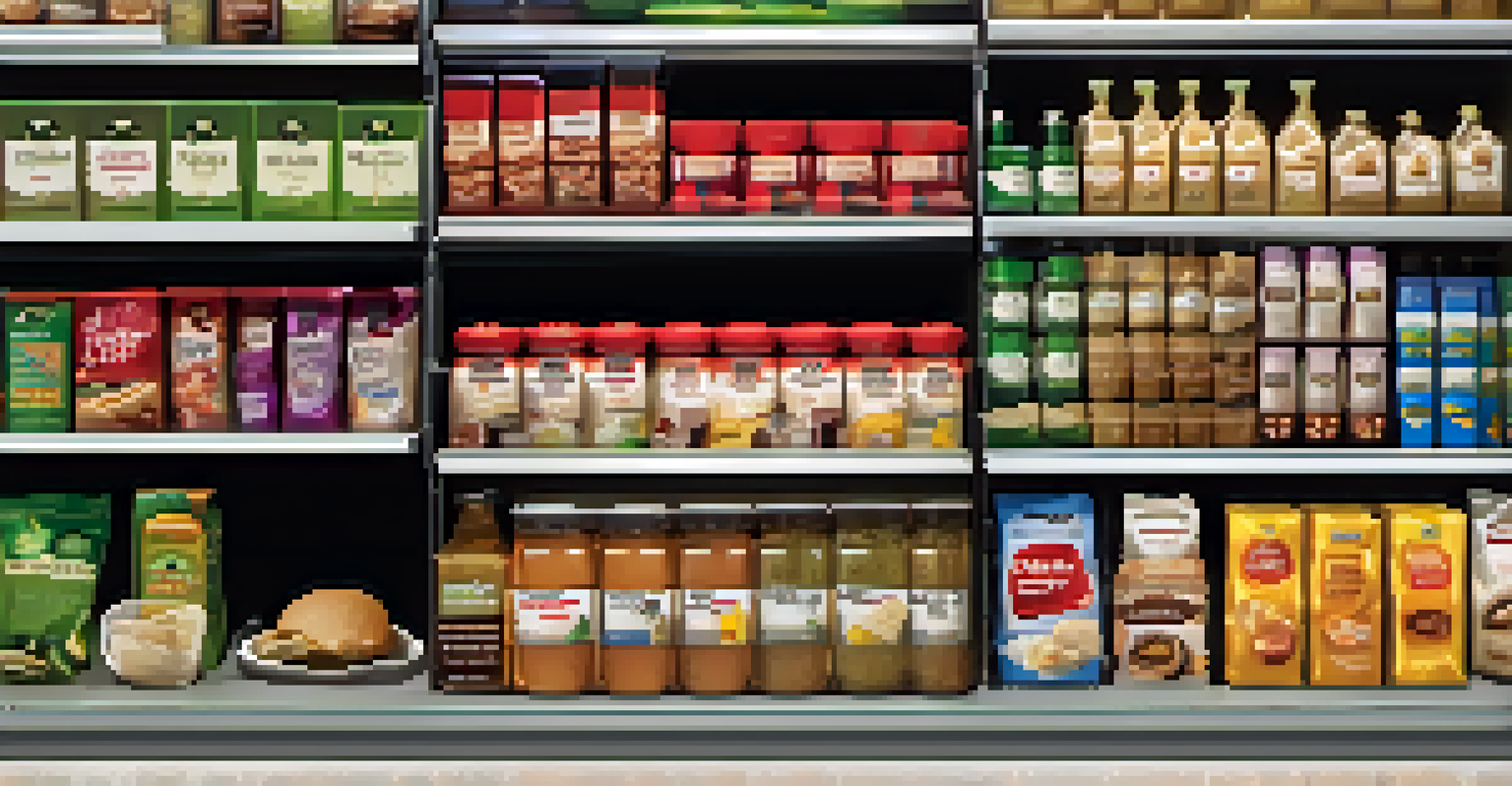 A comparison of two food products on a shelf, one with a long ingredient list and the other with a short one.