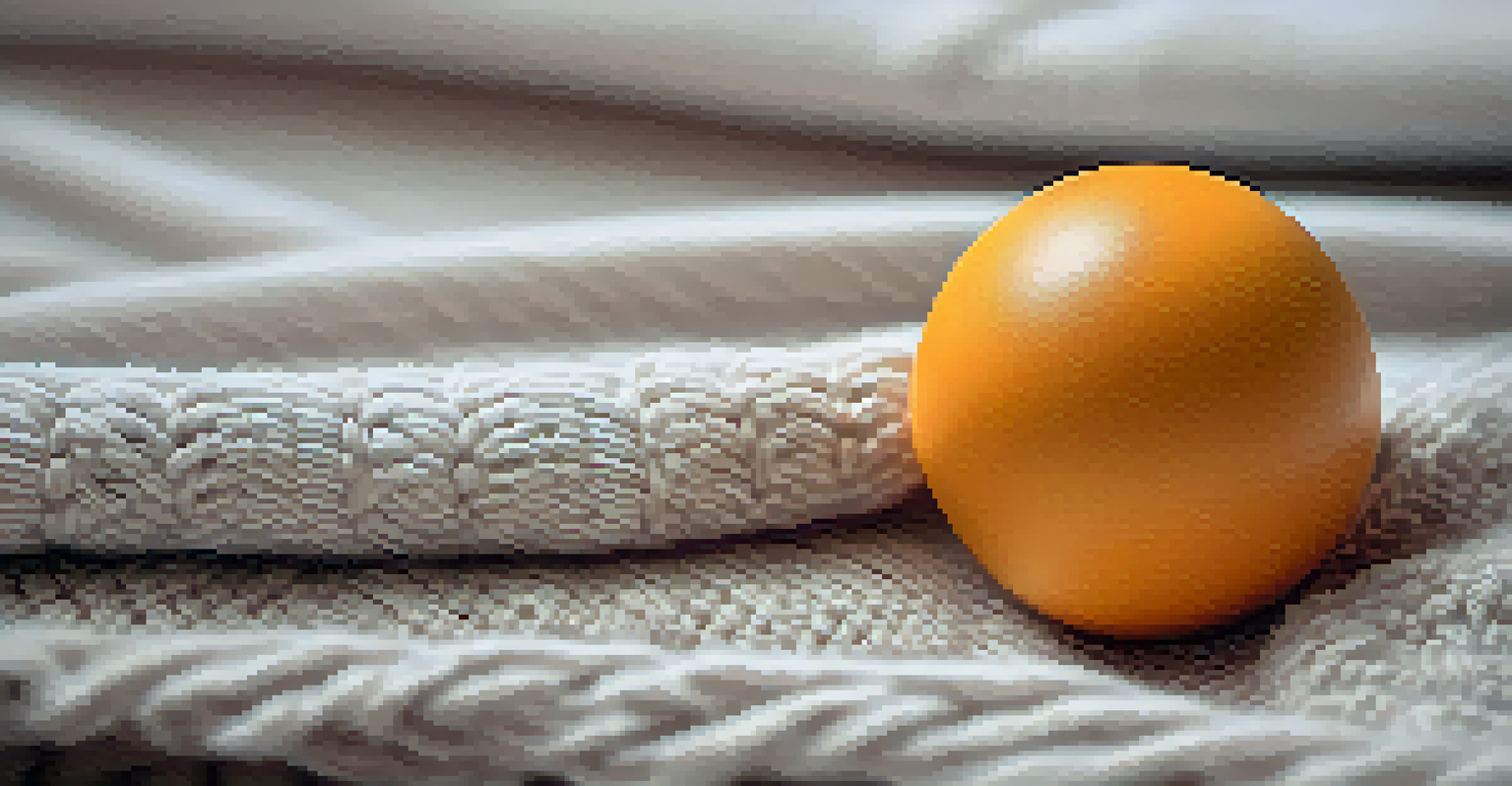 A stress ball and a comforting photo on a soft blanket, symbolizing safety in therapy.