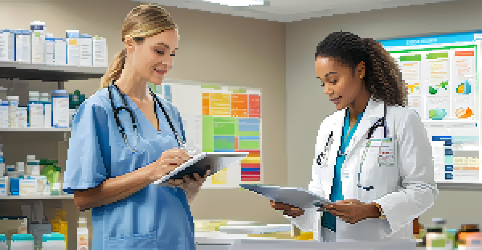 A doctor and a dietitian reviewing a patient's dietary chart in a bright hospital room.