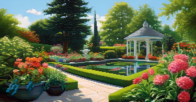 A person watering a colorful garden, with flowers and plants, symbolizing nurturing financial wellness.