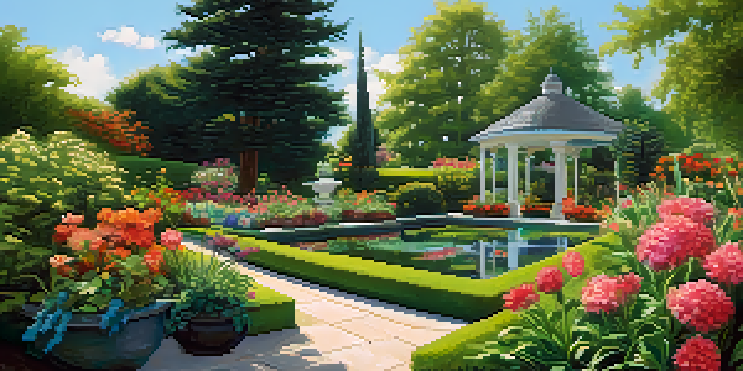 A person watering a colorful garden, with flowers and plants, symbolizing nurturing financial wellness.