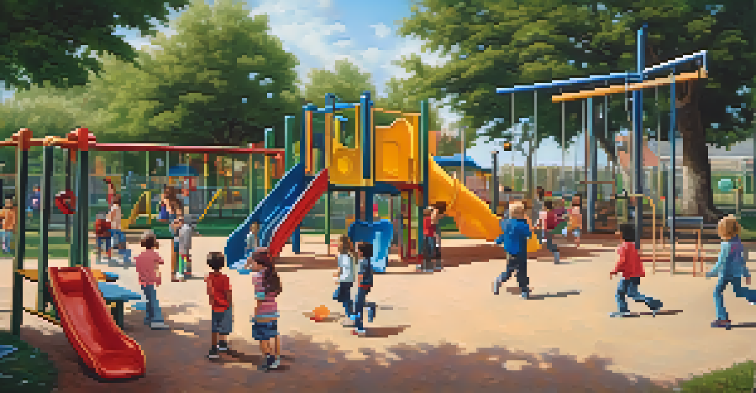 A group of children at a playground, with one child stepping back while the others respect their decision, emphasizing the importance of boundaries.