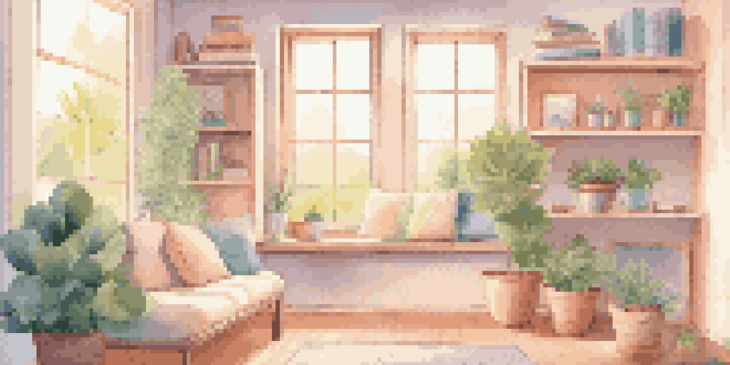 A peaceful corner designed for children's mindfulness practice, with cushions, books, and plants, illuminated by soft sunlight.