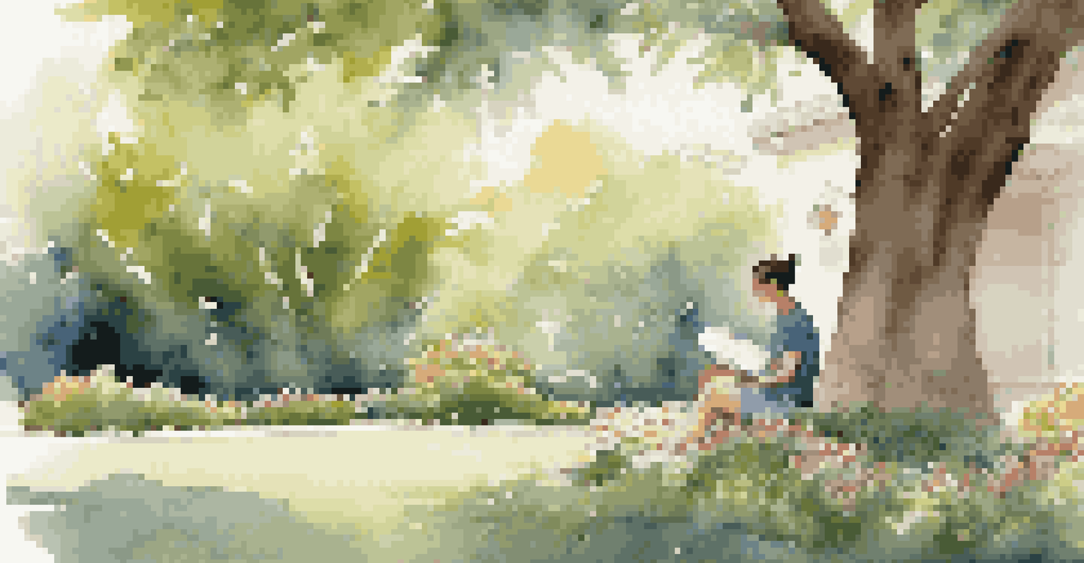 An athlete journaling in a peaceful garden with blooming flowers and greenery around.