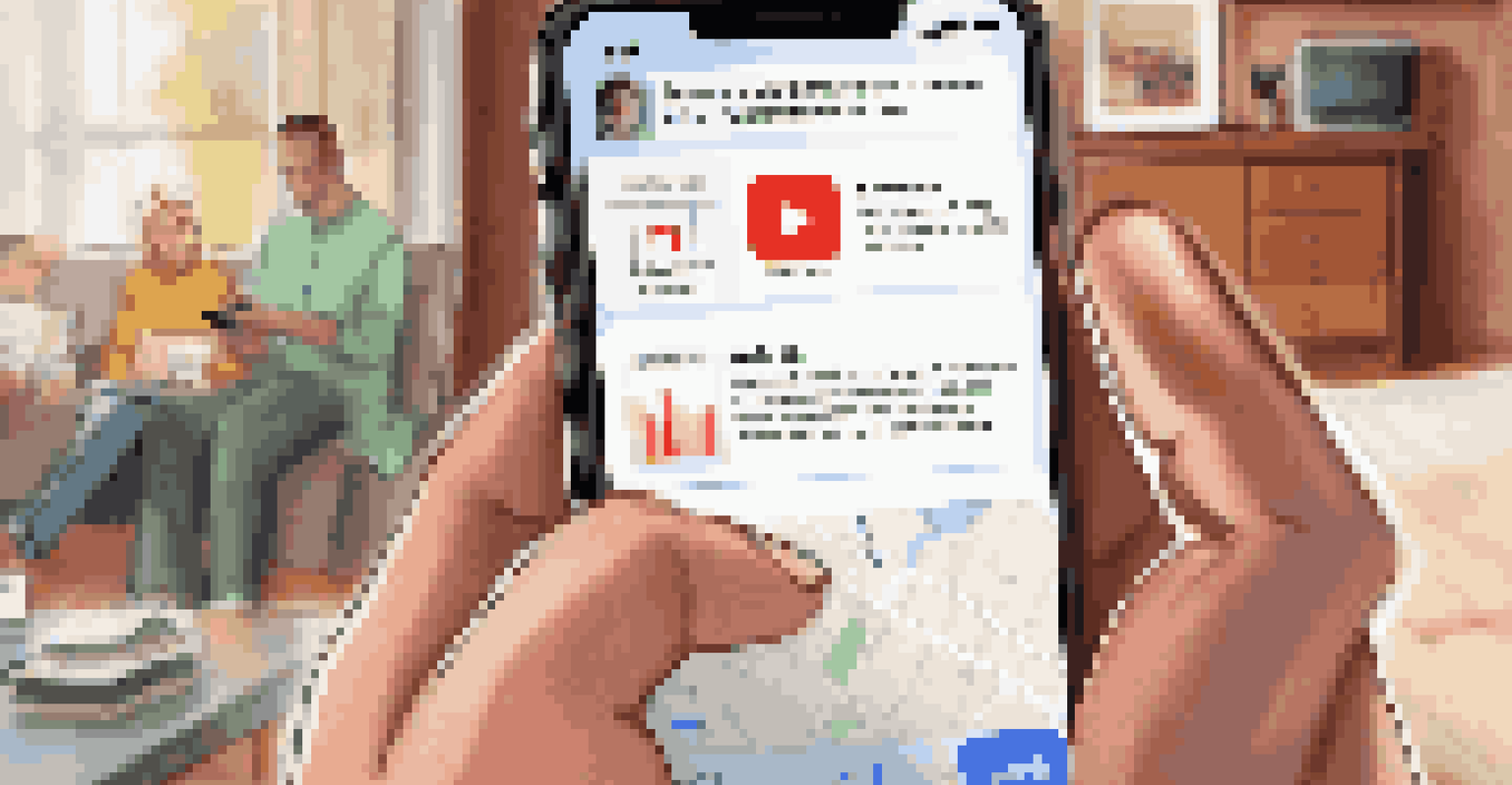 A smartphone displaying social media alerts about a public health crisis, with a person using the app in a cozy living room.