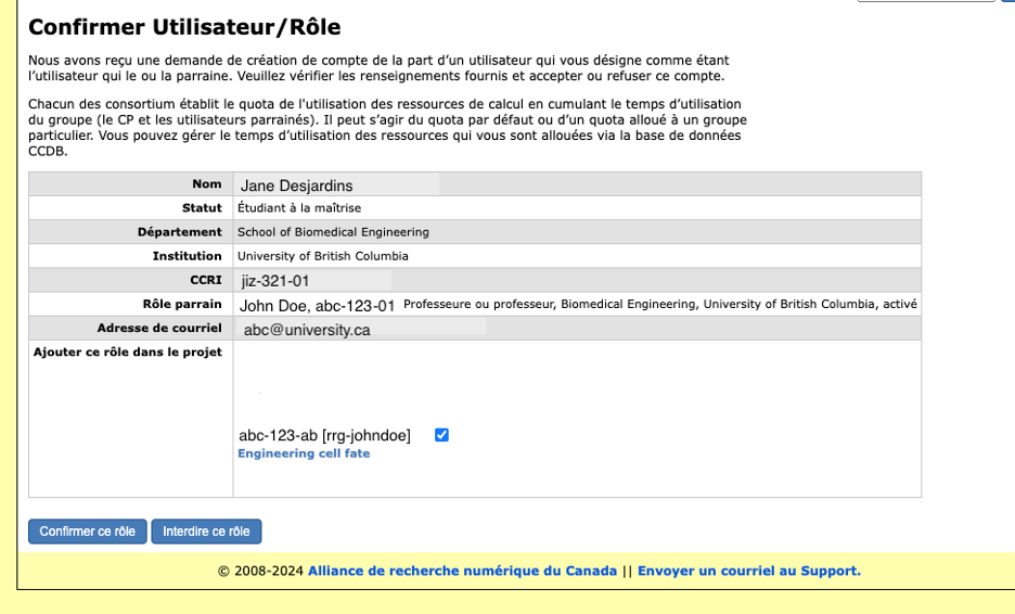 Confirmer utilisateur