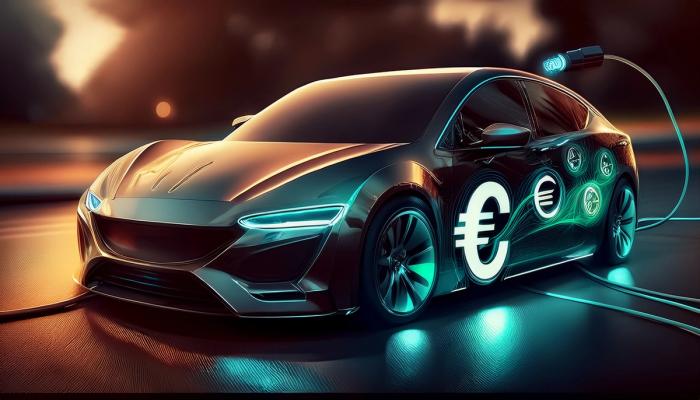 Elektrische auto met eurotekens