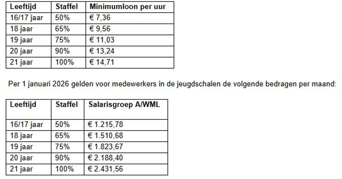 Jeugdschalen per 1 januari 2026
