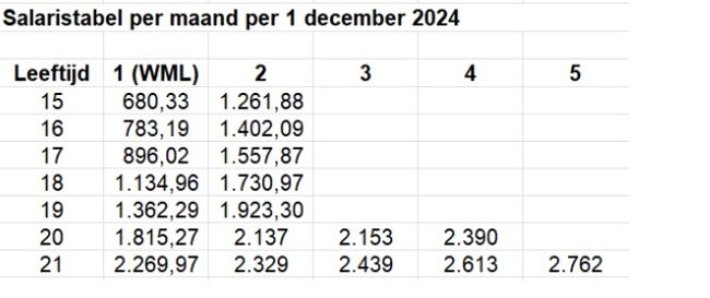 salaristabel per maand