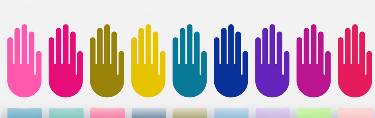 handen in verschillende kleuren