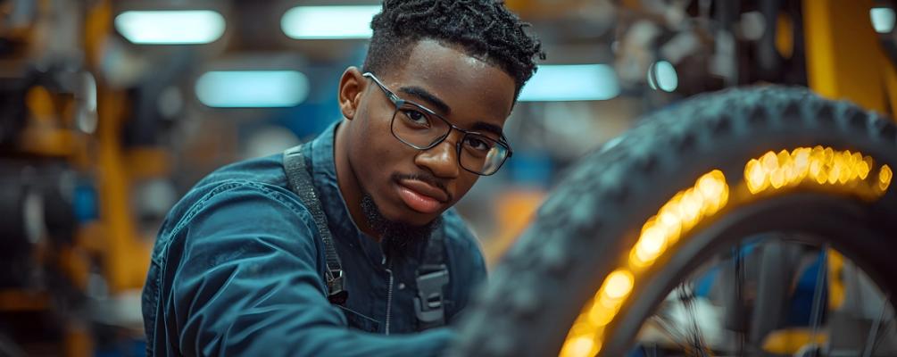 Leerling monteur fiets