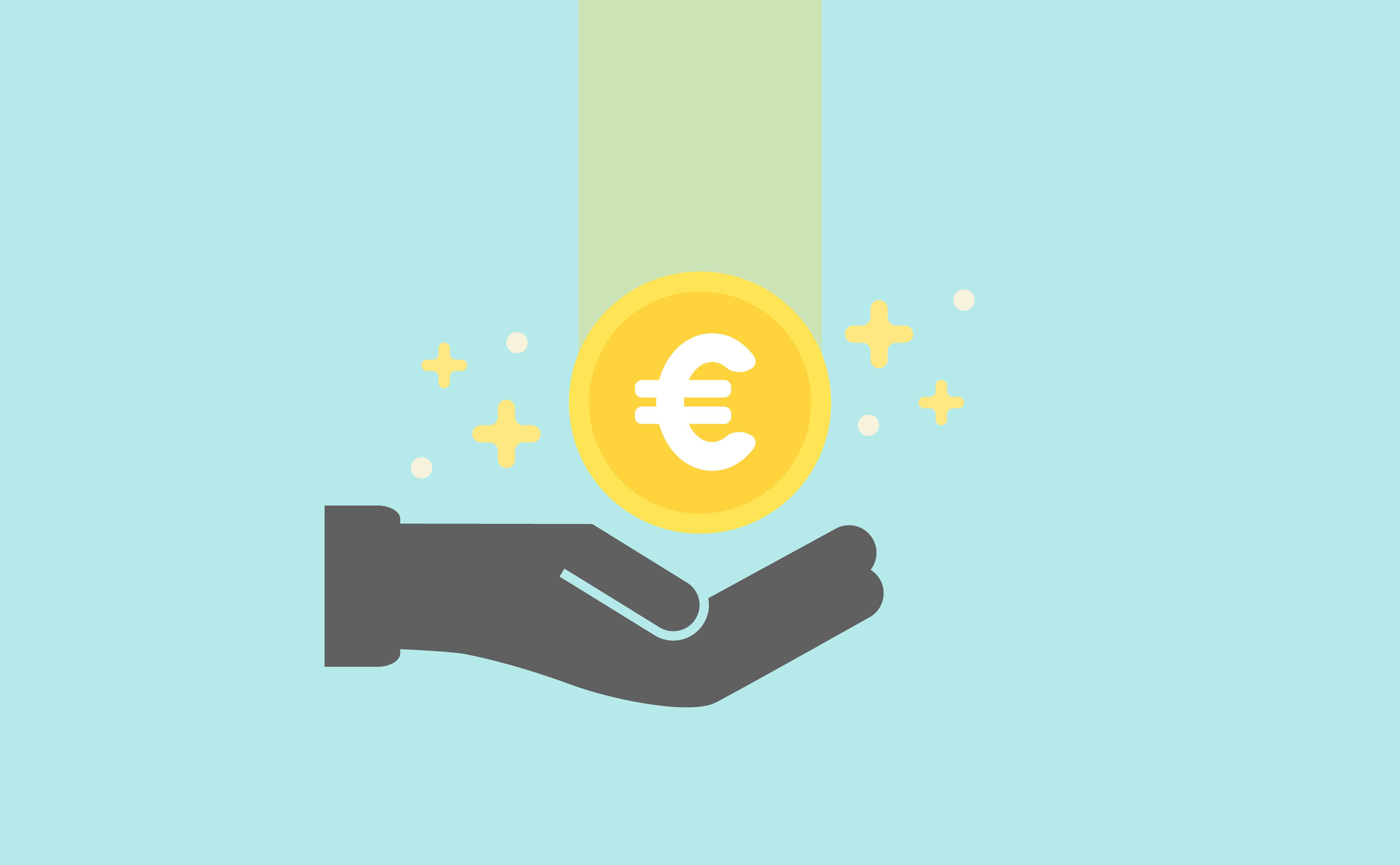 Hand ophouden met euroteken erboven