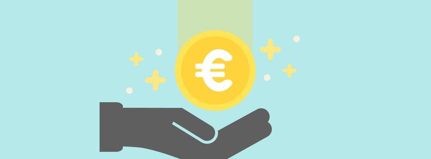 Hand ophouden met euroteken erboven