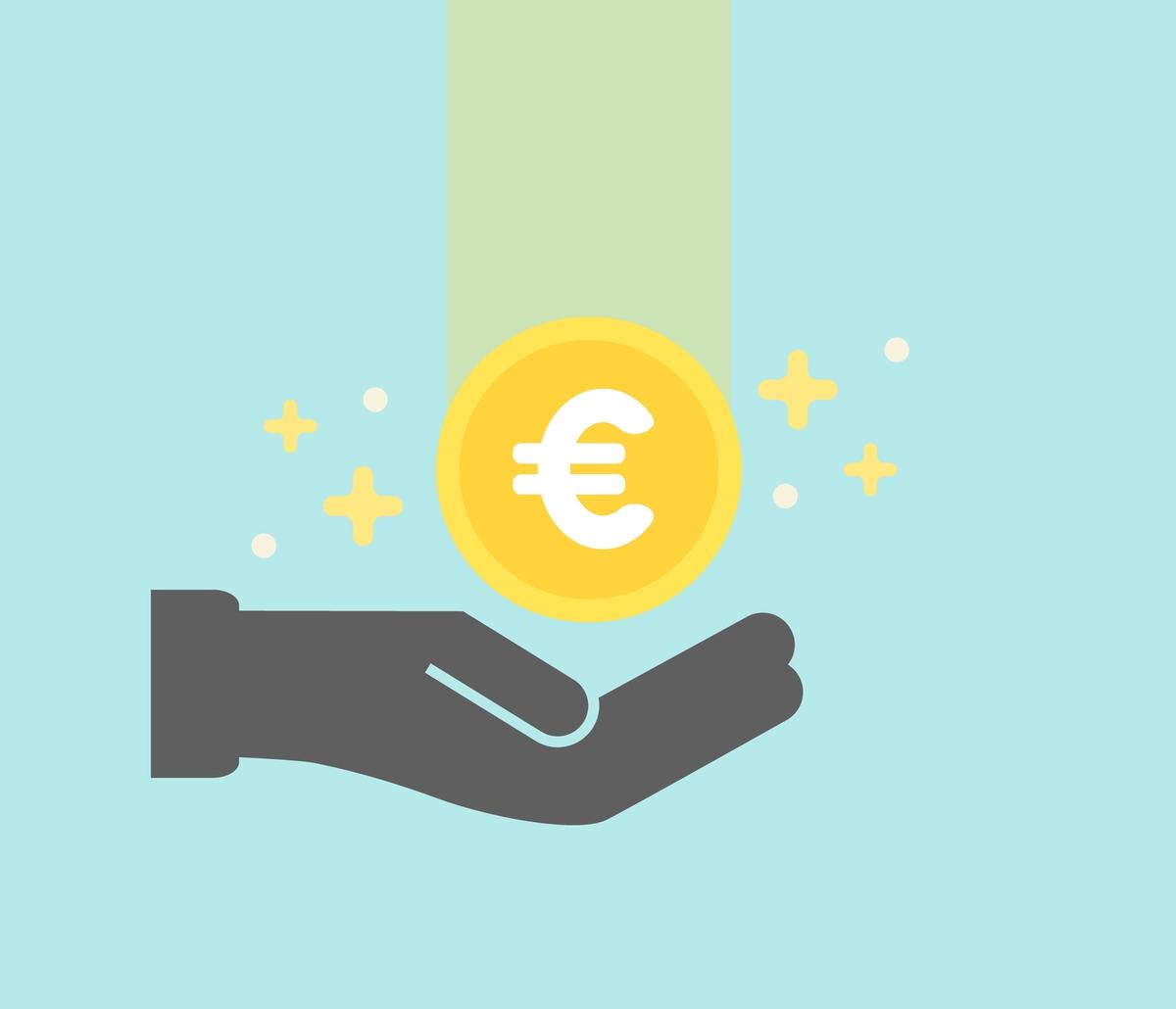 Hand ophouden met euroteken erboven
