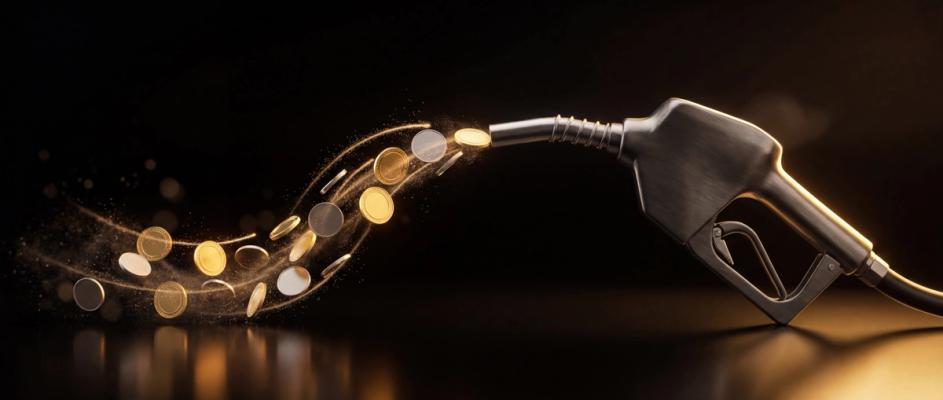 Benzinepistool waar geld uit komt
