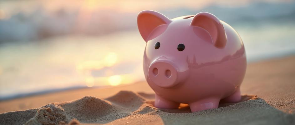 Spaarvarken in het zand