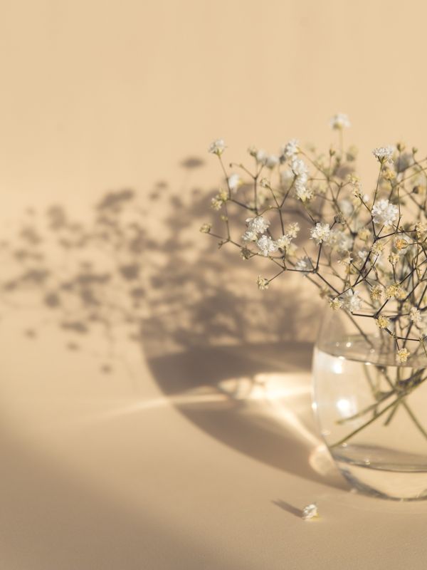 White Flowers Posters Beige — Hemvaruhuset