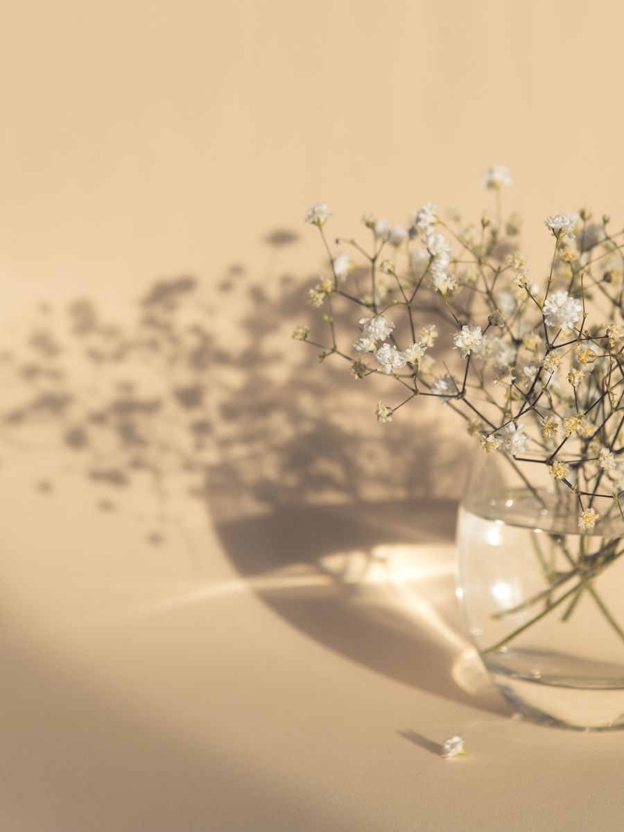 White Flowers Posters Beige