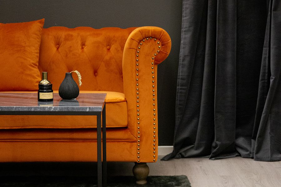 Velvet 3-sits Soffa Rostig orange