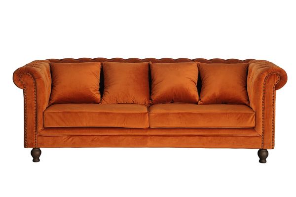 Velvet 3-sits Soffa Rostig orange — alternativ vy