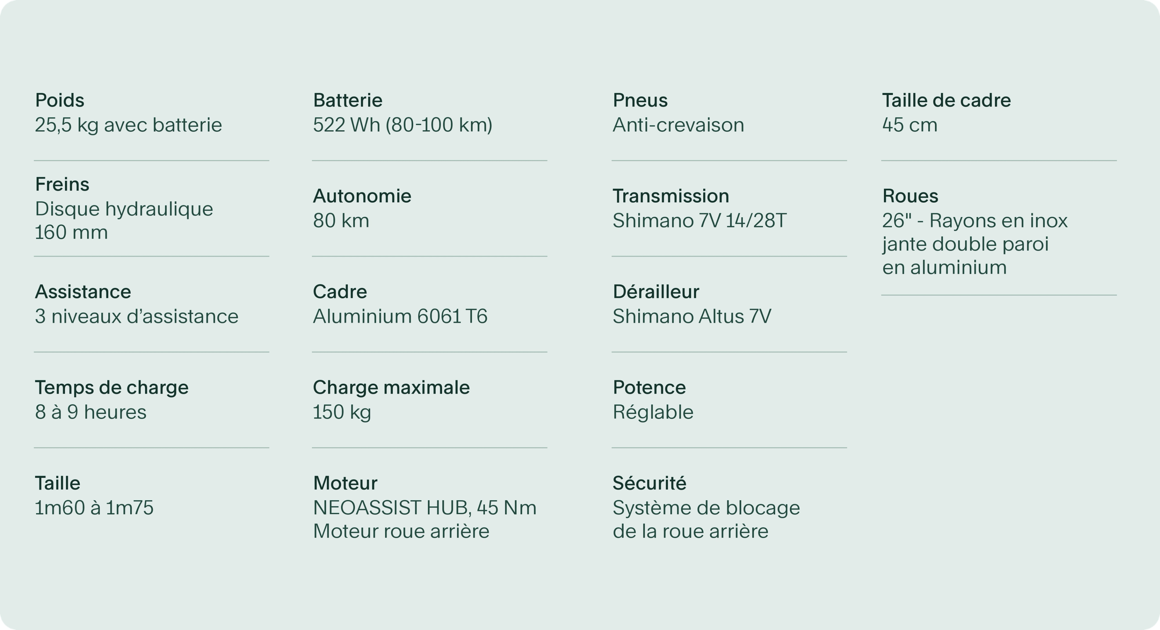 Technical details Motto Primo