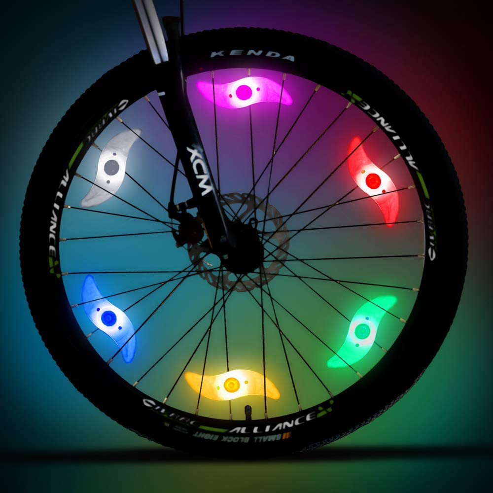 MUXIA 3D Bicycle Spoke LED Lights Colorful Waterproof Bike Rim Lights 30 Patterns 16 LED Bike Spokes Light Changes Patterns for MTB Wheel Tire 2 pcs