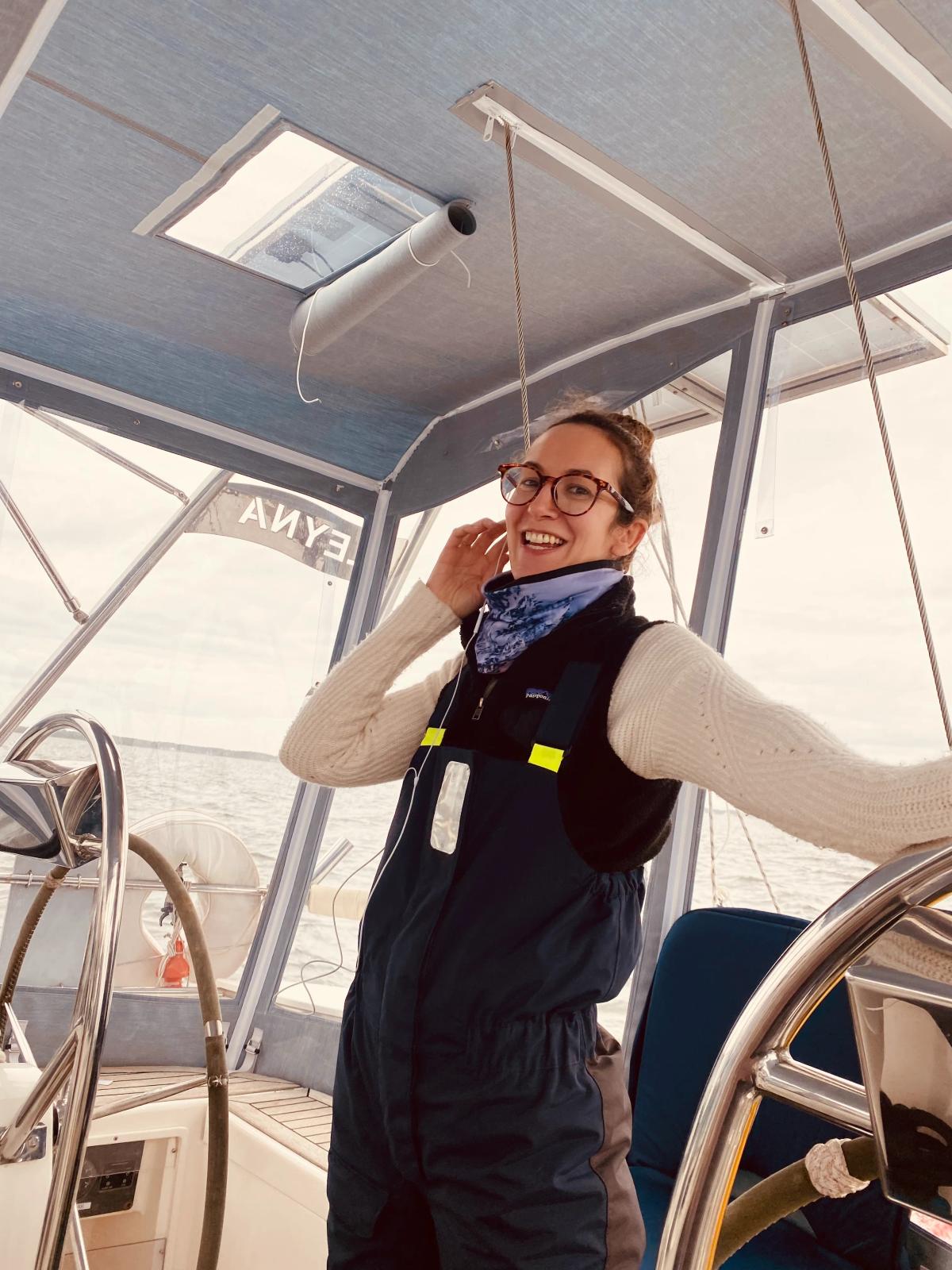 Jessica Weeman on a boat