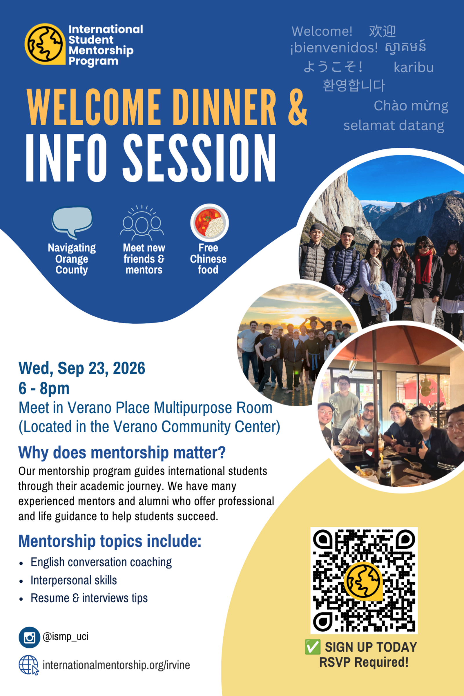 UCI Welcome Dinner and Info Session