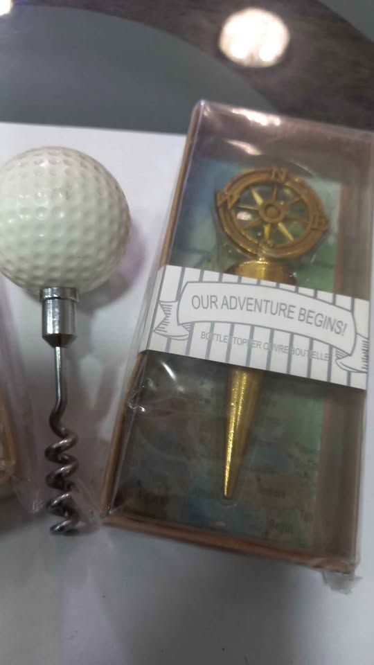 Openers - Kate Aspen "Our Adventure Begins" Airplane & Compass Bar Set with Novelty Golf Ball Corkscrew view 3