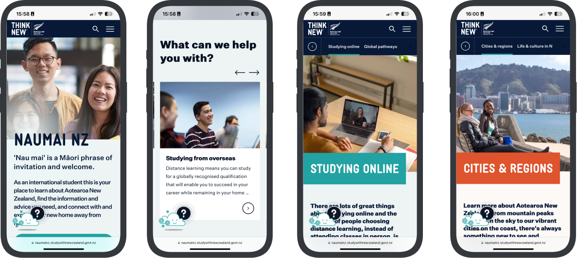 Mobile screens of Nau Mai NZ website