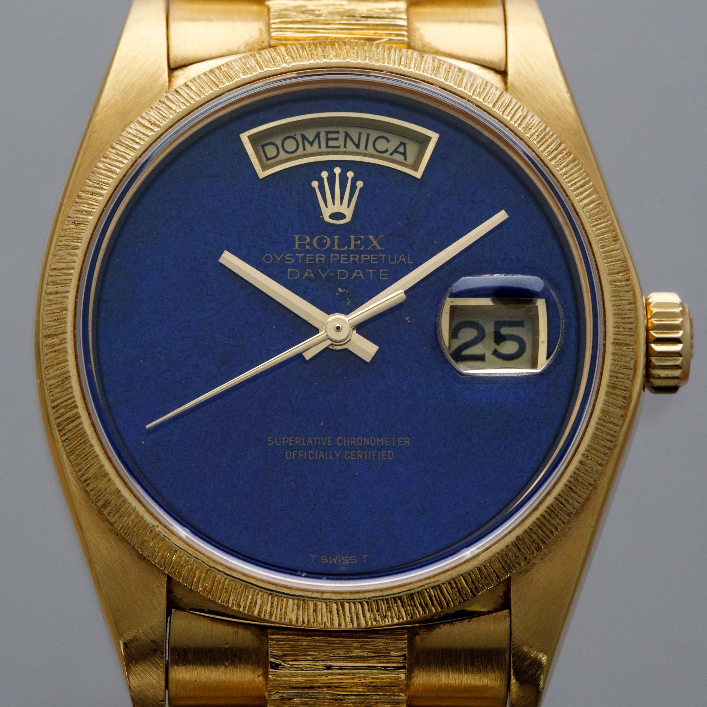 Rolex Day-Date 18078 Bark Finish Lapis Lazuli Dial 18k YG