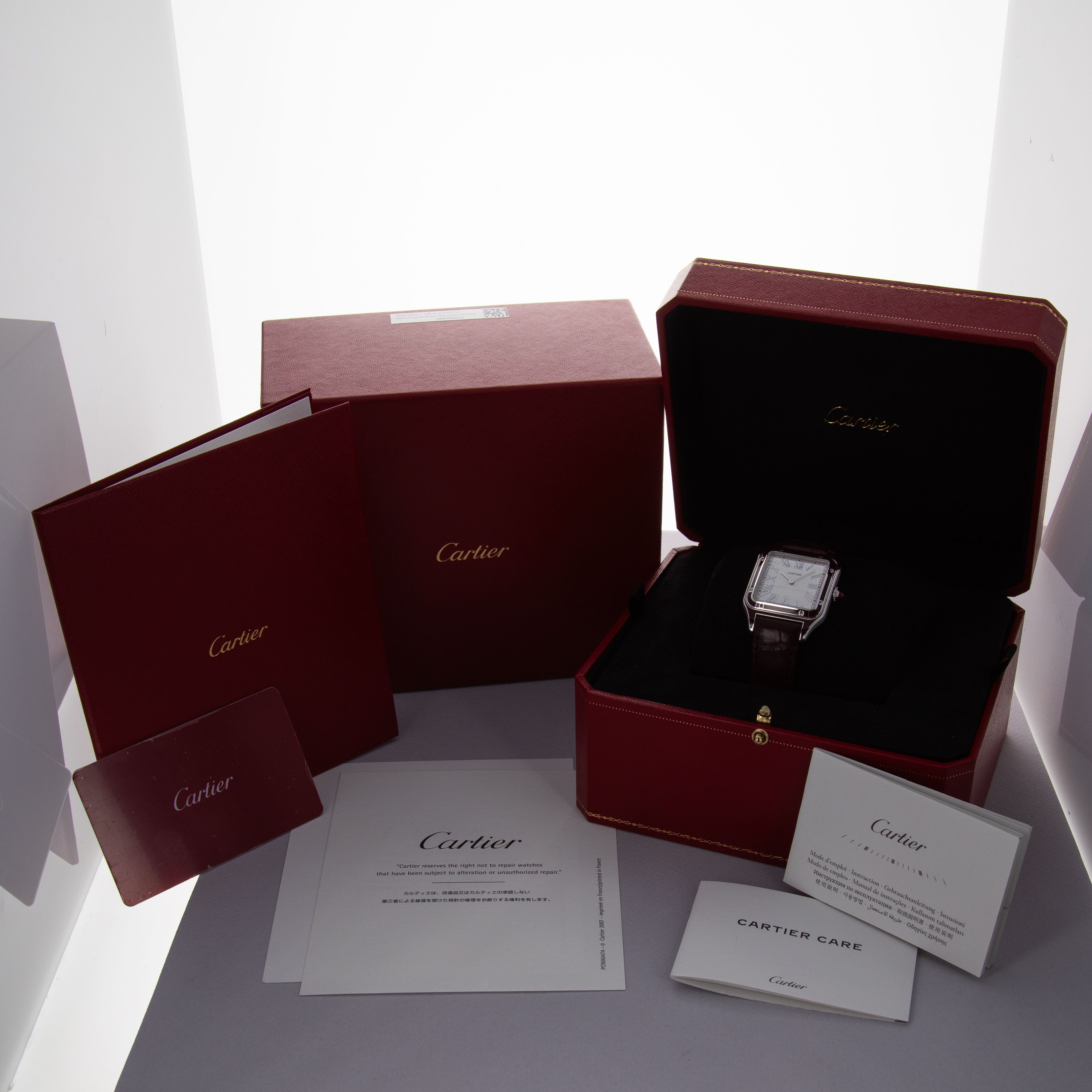 Cartier Santos Dumont Burgundy Lacquered Platinum CRWGSA0053