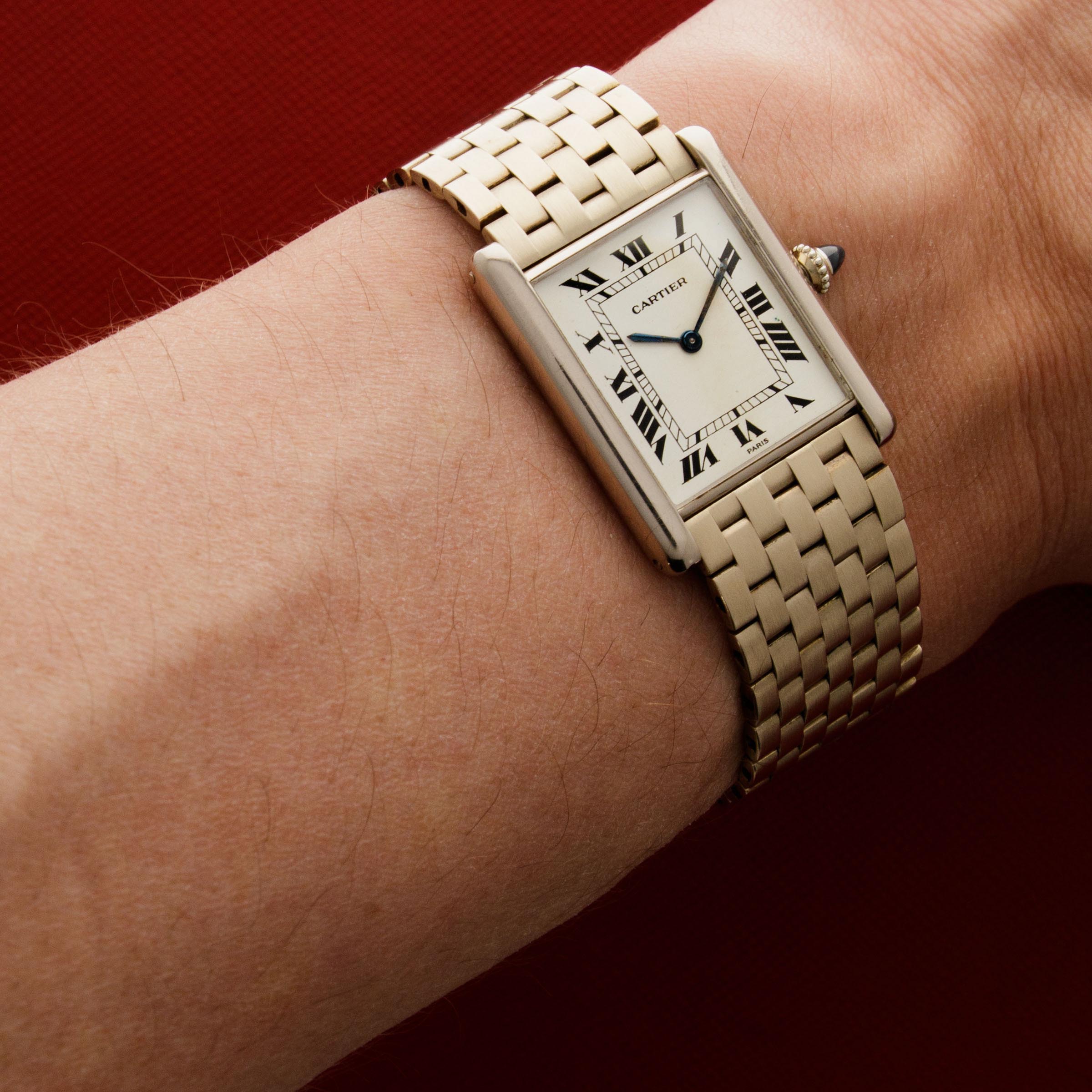 Cartier White Gold Tank Louis Extra Plate on Bracelet 1970s