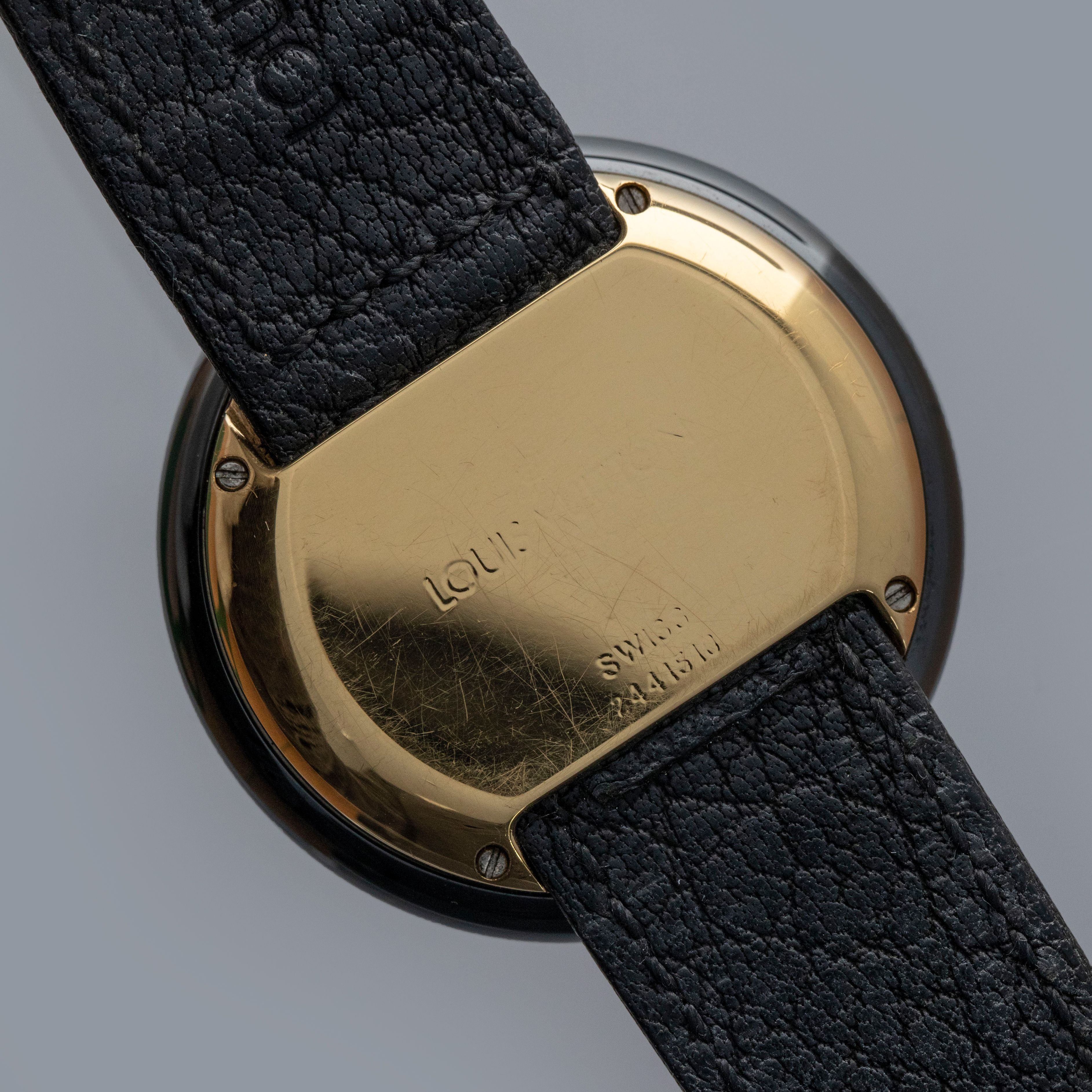 LOUIS VUITTON MONTEREY II QUARTZ ALARM BLACK CERAMIC BOX AND
