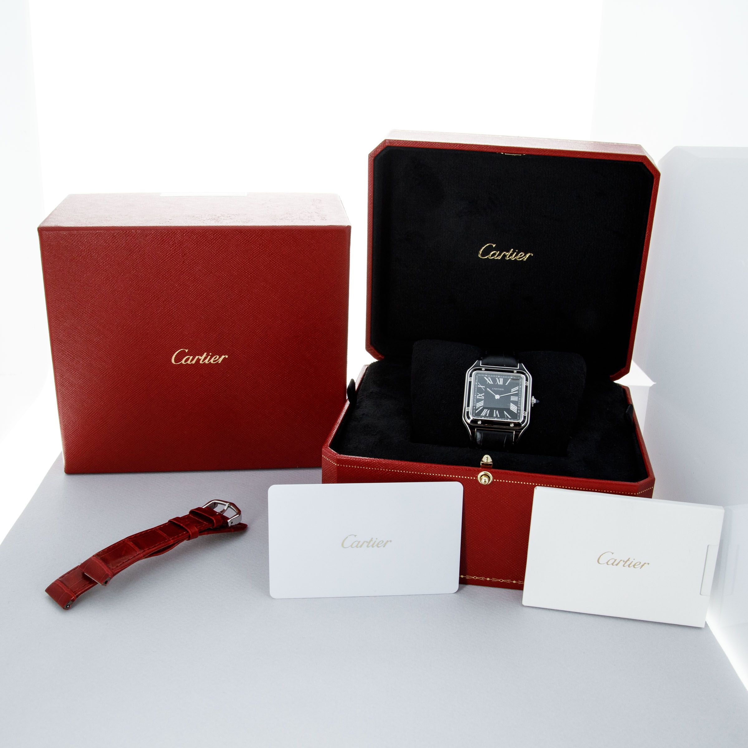 CARTIER SANTOS DUMONT BLACK LACQUERED STEEL CASE WSSA0046