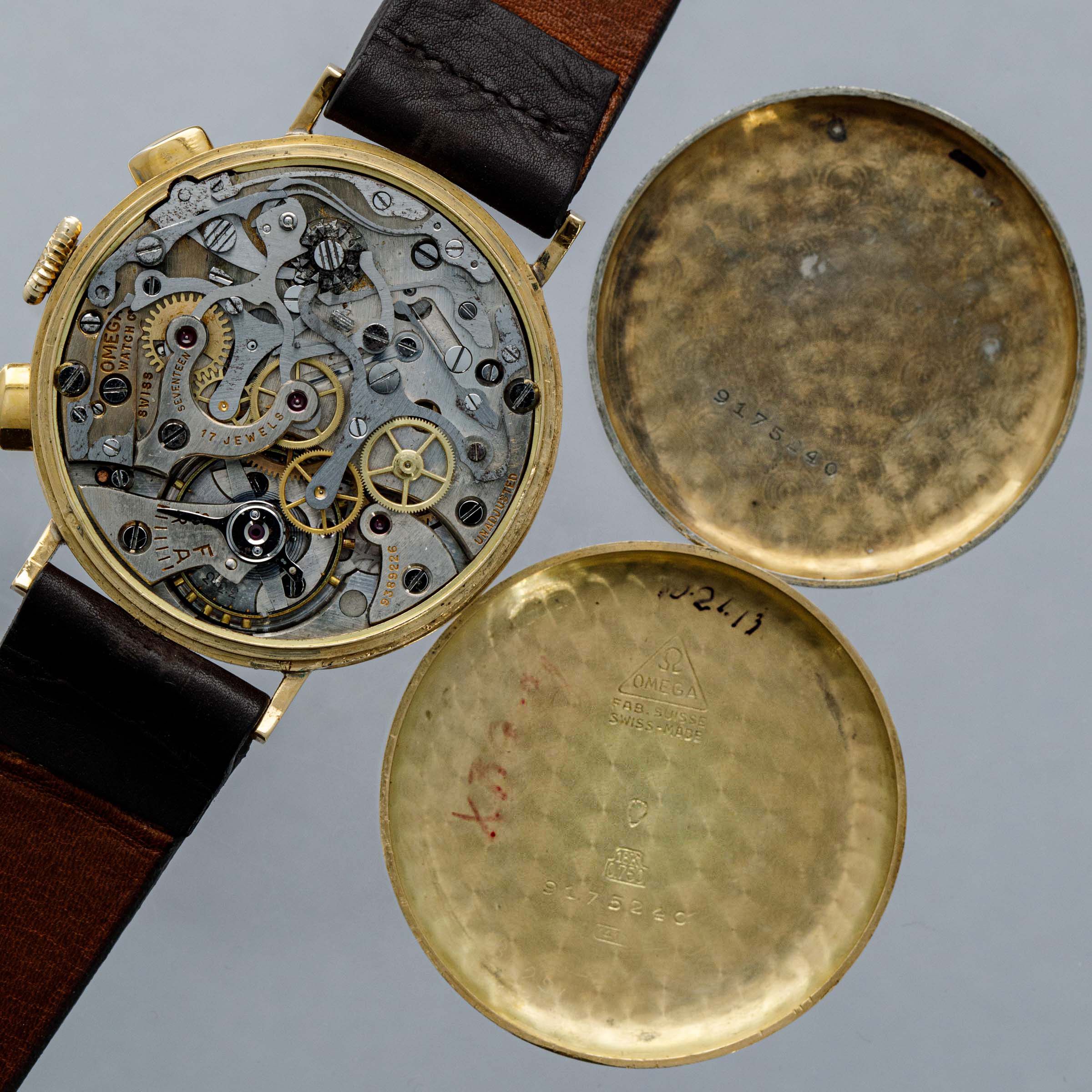 Omega 987 Chronograph 33.3 Movement Mult-Tone Telemeter Dial 18k
